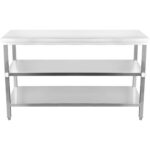 Komercdarba galds Nerūsējošais tērauds 3 līmeņi Kvadrātveida kājas 1200x600x900mm | Adexa DW3T12060