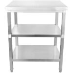 Tirdzniecības darba galds Nerūsējoša tērauda 3 līmeņi Kvadrātveida kājas 800x700x900mm | Adexa DW3T8070