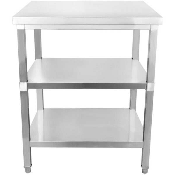 Tirdzniecības darba galds Nerūsējoša tērauda 3 līmeņi Kvadrātveida kājas 800x700x900mm | Adexa DW3T8070