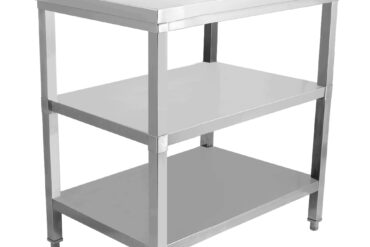 Komerciāls Darba galds Nerūsējošais tērauds 3 līmeņi Sienas aizsargs Kvadrātveida kājas 1000x600x900mm | Adexa DW3T10060B