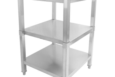 Komerciāls darba galds Nerūsējošais tērauds 3 līmeņi Aizmugurējais panelis Kvadrātveida kājas 800x600x900mm | Adexa DW3T8060B