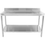 Premium komerciālais darba galds Nerūsējošā tērauda Apakšējā plaukts Atbalsta malu Kvadrātveida kājas 600x600x850mm | Adexa HWT60604