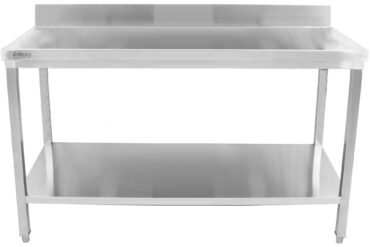 Premium komerciālais darba galds Nerūsējošā tērauda Apakšējā plaukts Atbalsta malu Kvadrātveida kājas 600x600x850mm | Adexa HWT60604