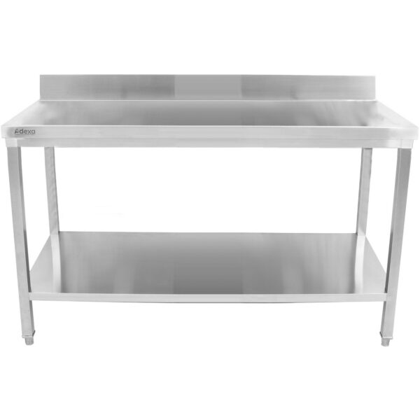 Premium komerciālais darba galds Nerūsējošā tērauda Apakšējā plaukts Atbalsta malu Kvadrātveida kājas 600x600x850mm | Adexa HWT60604