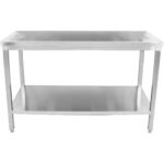 Komerciālais darba galds Nerūsējošais tērauds Apakšējā plaukts Kvadrātveida kājas 1600x600x850mm | Adexa HWT16060