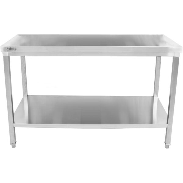 Komerciālais darba galds Nerūsējošais tērauds Apakšējā plaukts Kvadrātveida kājas 1600x600x850mm | Adexa HWT16060