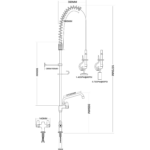 Pirms skalošanas izsmidzināšanas vienība ar šarnīra maisītāja jaucējkrānu klāja uzstādīšana dubultā ieplūde augstums 1000mm nerūsējošais tērauds | Adexa EQ2801A12 - Image 2