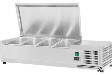 Reklamētais aukstā stenda sagataves virsma 1200 mm 4xGN1/3 dziļums 380 mm nerūsējošā tērauda vāks | Adexa GA512