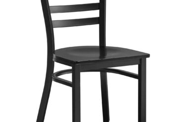 Melna tēraudkrēsls ar melnu koka sēdekli un melnu atzveltni | Adexa GS694BWSBB