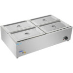 Komerciālais XL Bain Marie ar drenāžas krānu 4xGN1/1, ieskaitot 4 konteinerus ar vāku | Adexa HB4XL - Image 5