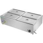 Komerciālais XL Bain Marie ar drenāžas krānu 4xGN1/1, ieskaitot 4 konteinerus ar vāku | Adexa HB4XL