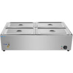 Komerciālais XL Bain Marie ar drenāžas krānu 4xGN1/1, ieskaitot 4 konteinerus ar vāku | Adexa HB4XL - Image 3