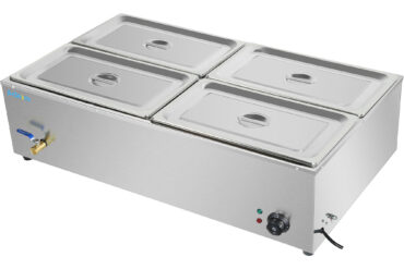Komerciālais XL Bain Marie ar drenāžas krānu 4xGN1/1, ieskaitot 4 konteinerus ar vāku | Adexa HB4XL