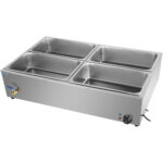 Komerciālais XL Bain Marie ar drenāžas krānu 4xGN1/1, ieskaitot 4 konteinerus ar vāku | Adexa HB4XL - Image 4