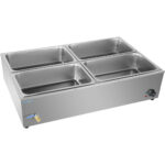 Komerciālais XL Bain Marie ar drenāžas krānu 4xGN1/1, ieskaitot 4 konteinerus ar vāku | Adexa HB4XL - Image 6