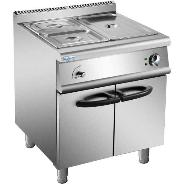 Komerciālais elektriskais Bain Marie ar skapīti 1xGN1/1 + 2xGN1/2 5kW 700mm dziļums | Adexa HEB709A