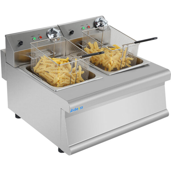Komerciālais elektriskais fritieris 2x8 litri 6,5 kW galda virsmai | Adexa HEF608