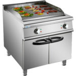 Profesionāla Elektriskā Grila Plātne ar Skapja Pamatni 12kW Gluda/Grieztā 900mm Dziļums | Adexa HER906A