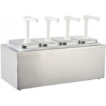 Komerciāls garšvielu/mērču pumpju dozētājs 4x2 litri Nerūsējošais tērauds | Adexa NHP004