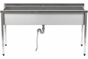 Tirdzniecības katlu mazgāšanas izlietne Nerūsējoša tērauda 1 bļoda Aizsargsiena 1400x700x900mm Kvadrātveida kājas | Adexa PSA14070