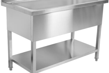 Komerciāls trauku mazgāšanas izlietne Nerūsējošā tērauda 1 trauks Atbalsts 1500mm Dziļums 700mm Kvadrātveida kājas | Adexa PSD15070