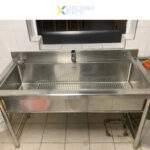 Tirdzniecības katlu mazgāšanas izlietne Nerūsējošais tērauds 1 bļoda Aizmugurējais valnis 1500x700x900mm Apaļas kājas | Adexa PSR15070 - Image 3