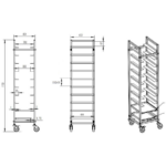 10 līmeņu ratiņi plauktiem/pannām/plātēm platumam 222-352mm Nerūsējošais tērauds | Adexa PT10 - Image 3