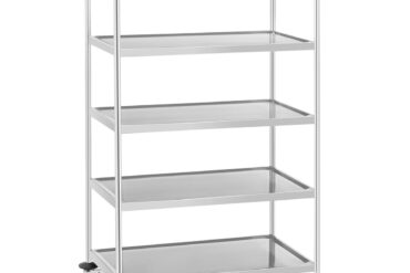 Komerciālais servēšanas/servisa/novākšanas ratiņš Nerūsējošais tērauds 5 līmeņi 810x460x1250mm | Adexa RST5C