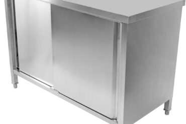 Komerciāla darba virsmas grīdas skapis Bīdāmie durvis Nerūsējošais tērauds 1800x600x850mm | Adexa VTC186SL