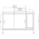 Komerciāls Skapis Labajā pusē Atkritumu tvertne 1400x600x900mm | Adexa SCP60140BRBR - Image 3