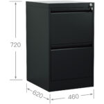 Profesionāls metāla dokumentu skapītis ar 2 atvilktnēm 460x620x720mm Melns | Adexa SEDA2B - Image 2