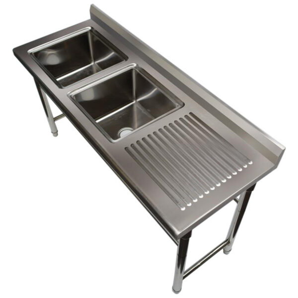 Komercizlietne Nerūsējošais tērauds 1700x600x900mm 2 trauku kreisā pretšļakatvedne | Adexa ST245BL