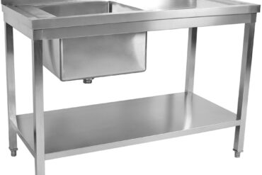 Komerciālais izlietne Nerūsējošais tērauds 1200x700x900mm 1 bļoda pa kreisi Splashback Apakšējais plaukts | Adexa STD1270L