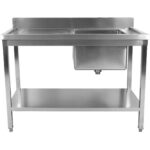 Tirdzniecības izlietne Nerūsējošais tērauds 1200x700x900mm 1 bļoda labajā aizmugures aizsargs Apakšējais plaukts | Adexa STD1270R - Image 2