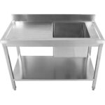 Tirdzniecības izlietne Nerūsējošais tērauds 1200x700x900mm 1 bļoda labajā aizmugures aizsargs Apakšējais plaukts | Adexa STD1270R - Image 3