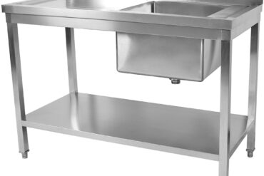 Tirdzniecības izlietne Nerūsējošais tērauds 1200x700x900mm 1 bļoda labajā aizmugures aizsargs Apakšējais plaukts | Adexa STD1270R