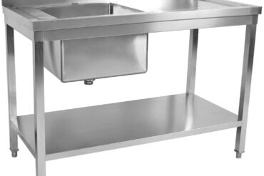 Komerciāla izlietne Nerūsējošais tērauds 1800x600x900mm 1 bļoda pa kreisi Aizsargsiena Apakšējais plaukts | Adexa STD1860L