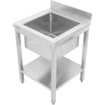 Nerūsējošā tērauda komerciāla izlietne 600x700x900mm 1 bļoda Aizmugures panelis | Adexa STD150A - Image 3