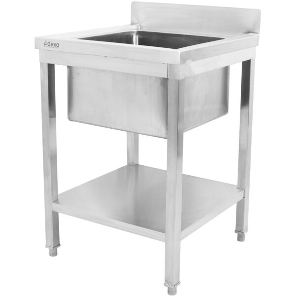 Nerūsējošā tērauda komerciāla izlietne 600x700x900mm 1 bļoda Aizmugures panelis | Adexa STD150A