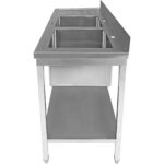 Tirdzniecības izlietne Nerūsējošais tērauds 1500x600x850mm 2 bļodas pa kreisi ar noteces dēli Aizmugures plāksne Apakšplaukts | Adexa STT1560L - Image 6