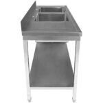 Tirdzniecības izlietne Nerūsējošais tērauds 1500x600x850mm 2 bļodas pa kreisi ar noteces dēli Aizmugures plāksne Apakšplaukts | Adexa STT1560L - Image 7