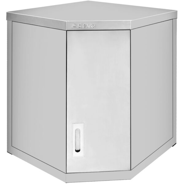 Stūra sienas skapītis Nerūsējošais tērauds 800x800x400x400x650mm | Adexa SWCCN80402DR