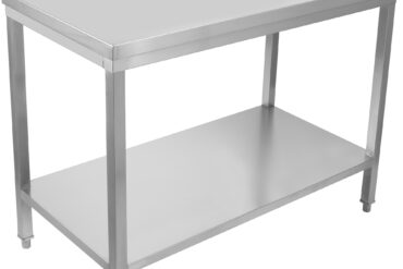 Profesionāls darba galds Nerūsējošā tērauda Apakšējais plaukts Aizmugures maliņa 800x600x900mm | Adexa SWT6080B