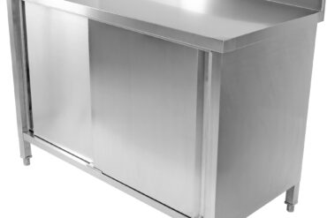 Komercdarba virsmas grīdas skapis ar bīdāmām durvīm Nerūsējošais tērauds 1800x600x850mm Mugursiena | Adexa VTC186SLB