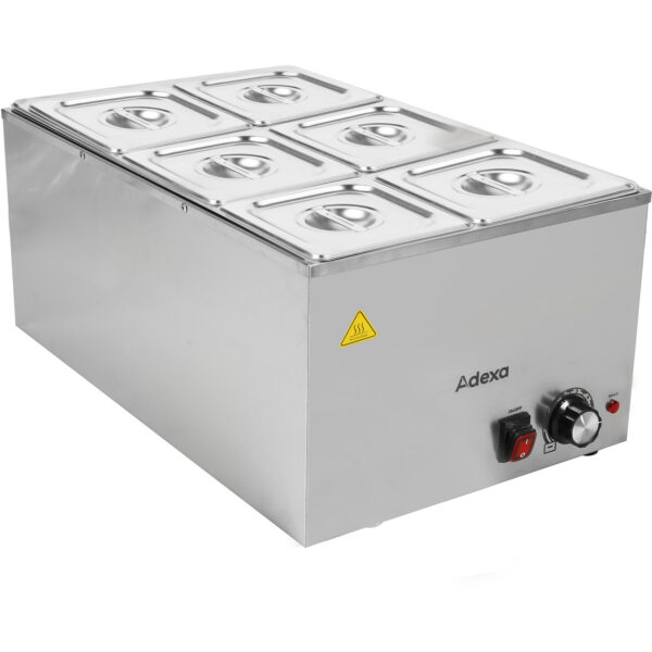 Komercējama Bain Marie, ietverot 6xGN1/6 konteinerus ar vāku | Adexa WH706616