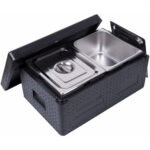 Virsējā ielādēta EPP izolēta pārtikas tvertne / Termokaste 32 litri ar 2xGN1/2 konteineriem ar vāku un rokturi | Adexa WHEPP212