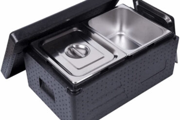 Virsējā ielādēta EPP izolēta pārtikas tvertne / Termokaste 32 litri ar 2xGN1/2 konteineriem ar vāku un rokturi | Adexa WHEPP212