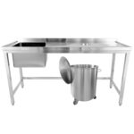 Komerciāla izlietne ar notekas caurumiem Nerūsējošais tērauds 1000x600x900mm 1 bļoda kreisajā pusē Ar aizsargsienu | Adexa WHSTD1070L - Image 3