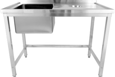 Komerciāla izlietne ar notekas caurumiem Nerūsējošais tērauds 1000x600x900mm 1 bļoda kreisajā pusē Ar aizsargsienu | Adexa WHSTD1070L