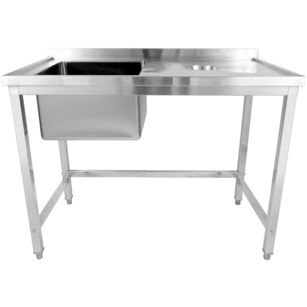 Komerciāla izlietne ar notekas caurumiem Nerūsējošais tērauds 1000x600x900mm 1 bļoda kreisajā pusē Ar aizsargsienu | Adexa WHSTD1070L